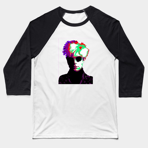 Andy Warhol Pop Art Portrait Baseball T-Shirt by PatricianneK